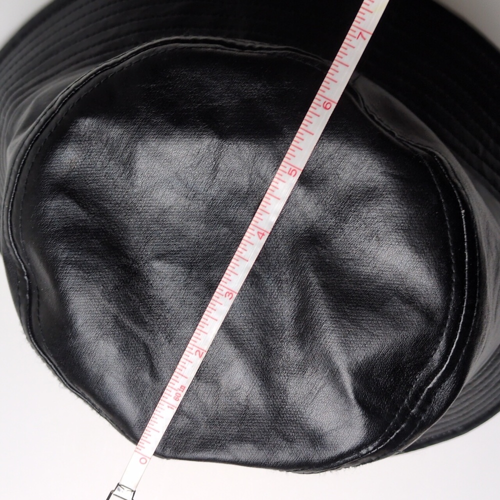 Black Vegan Leather Bucket Hat Adult One Size - Picture 11 of 14